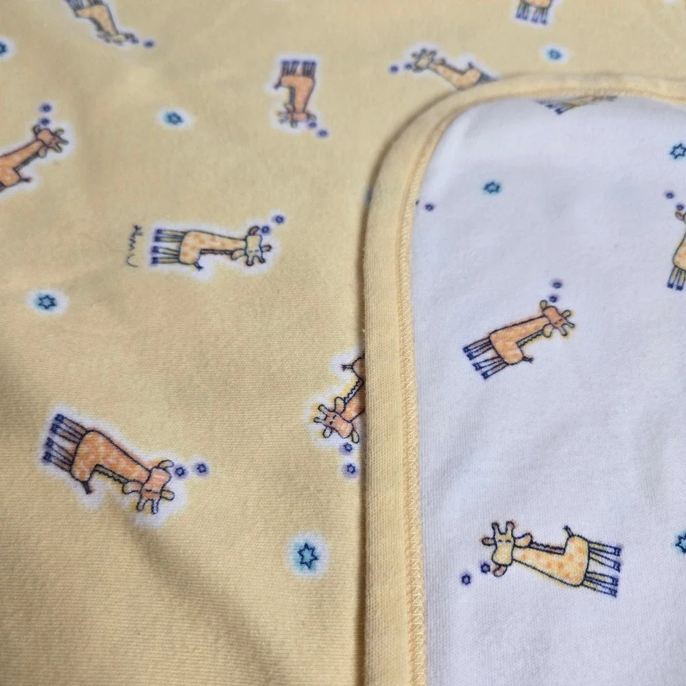 Vtg Carter's John Lennon Blanket Giraffe EMU NAMAE Cotton Receiving Yellow 2000